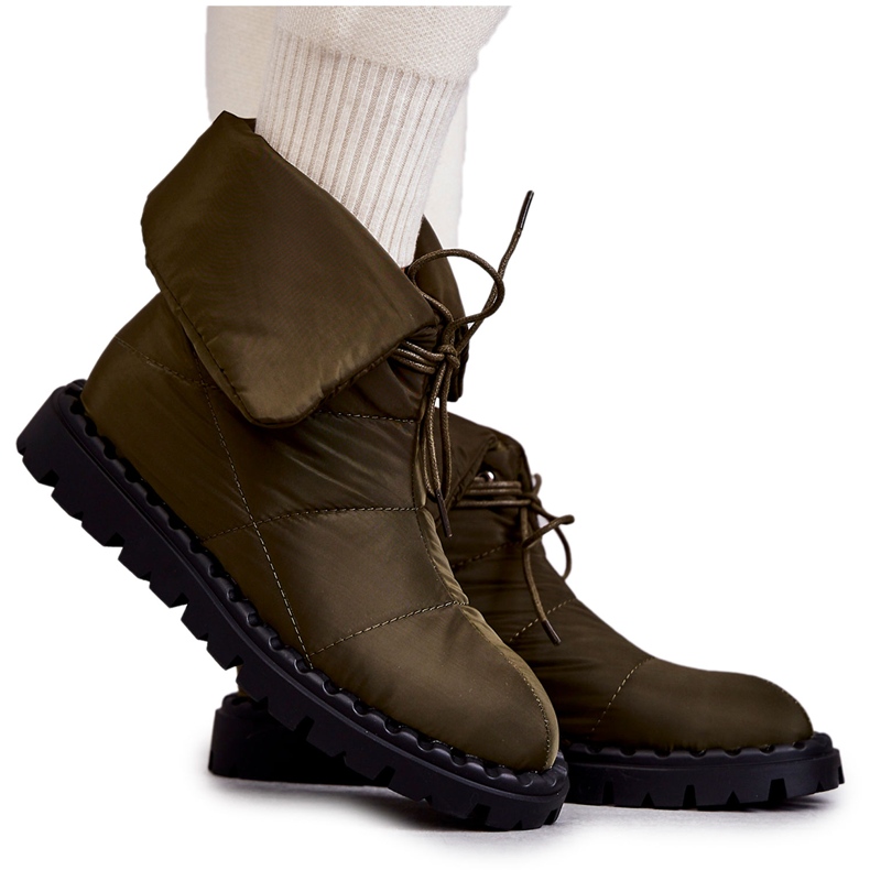 Dámské zelené holínky Emelie ze zatepleného materiálu zelená Dámské zelené holínky Emelie ze zatepleného materiálu zelená