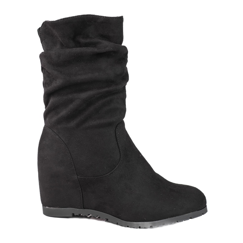 Dámské kozačky na klínku Shelovet s volánkovým svrškem černá