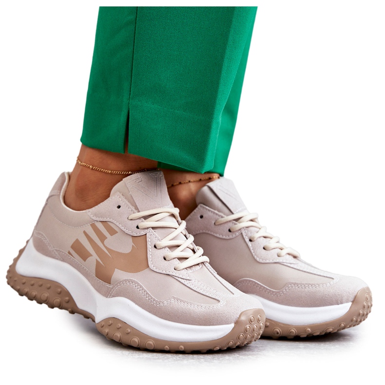 Vinceza Dámská béžová šněrovací sportovní obuv hnědý