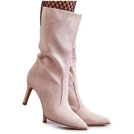 PS1 Semišové kozačky na vysokém podpatku Béžová Arison béžový hnědý PS1 Semišové kozačky na vysokém podpatku Béžová Arison béžový hnědý