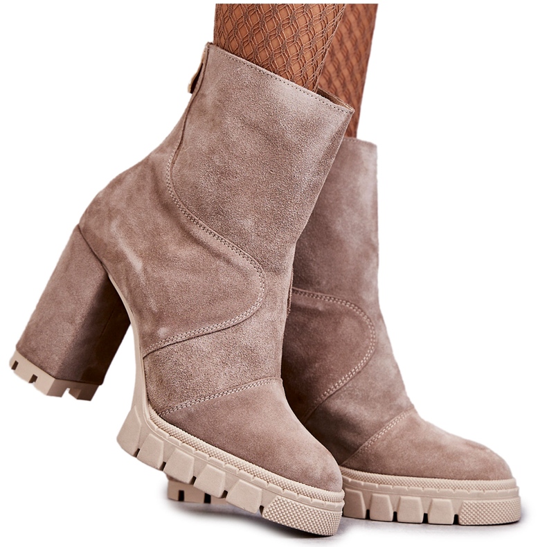 Semišové Boty Na Vysokém Podpatku Béžová Elia béžový Semišové Boty Na Vysokém Podpatku Béžová Elia béžový