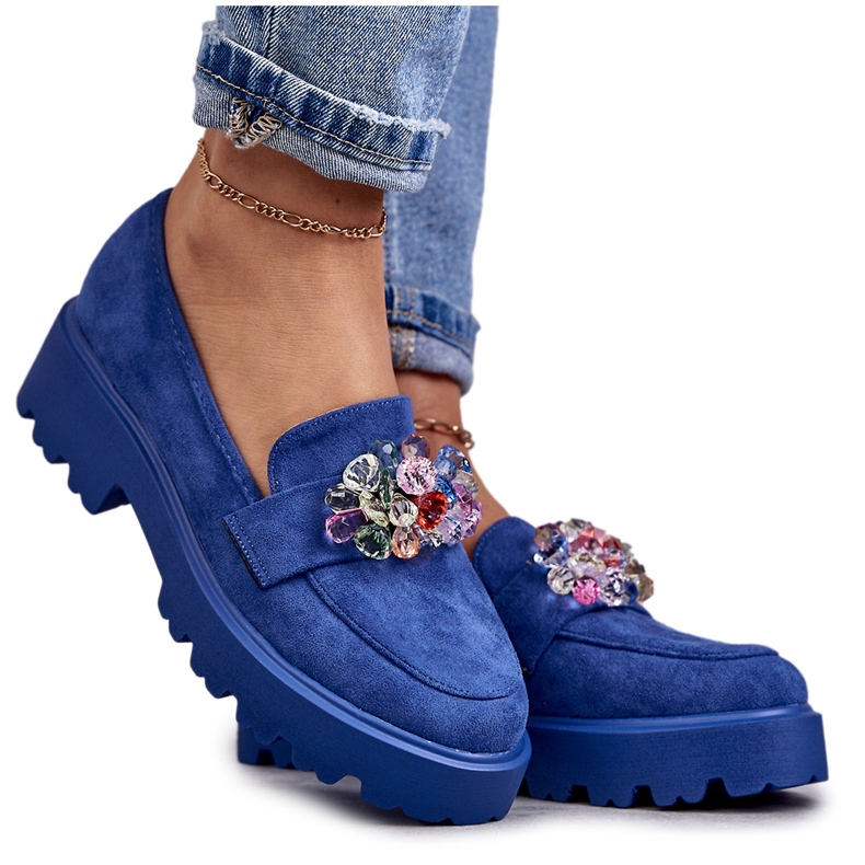 Vinceza Dámské semišové boty s modrým zdobením Britt