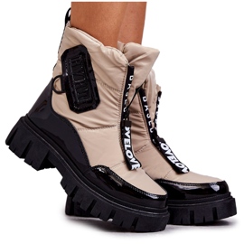 PM1 Dámské béžové a černé teplé sněhule se zipem Marit béžový