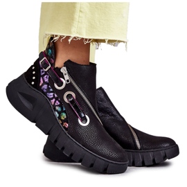 Kožené boty Maciejka s fleky 05660-20 Černá vícebarevný