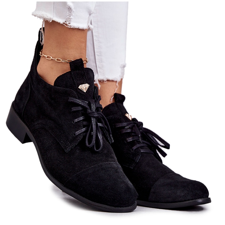 Semišové kozačky se šněrováním Nicole 2781 Black černá