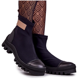 Dámské látkové kozačky Nicole 2703 Black černý