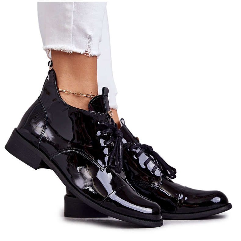 Lakované kozačky Krajkové kozačky Nicole 2781 Black černá Lakované kozačky Krajkové kozačky Nicole 2781 Black černá