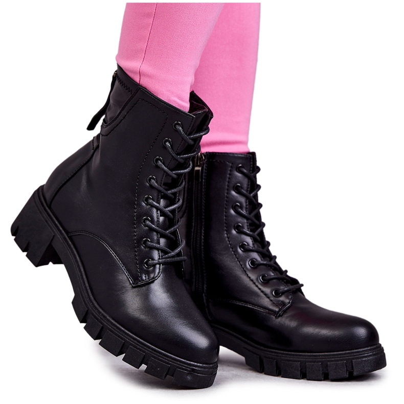 Vinceza Kožené Boty Na černý Tonje Zip černá