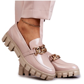 Sergio Leone Lakované Mokasíny Na Platformě Béžová Inger béžový