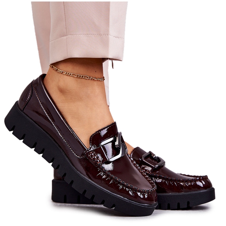 Sergio Leone Lakované Mokasíny Na Burgundské Platformě Kjersti červené Sergio Leone Lakované Mokasíny Na Burgundské Platformě Kjersti červené