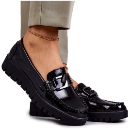 Sergio Leone Lakované Mokasíny Na Černé Platformě Kjersti černý