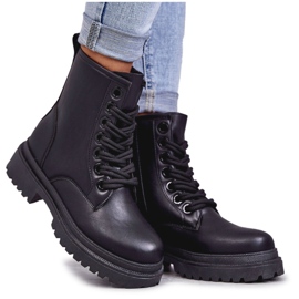 PE1 Dámské kožené boty Workers Black Denila černý
