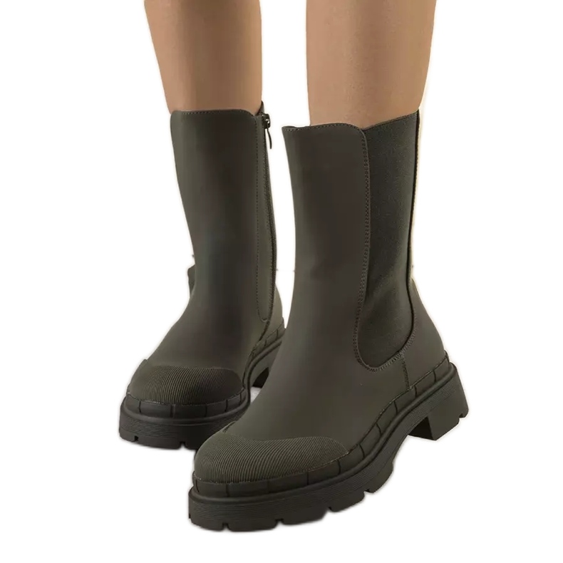 BM Zelené matné kozačky Antede zelená