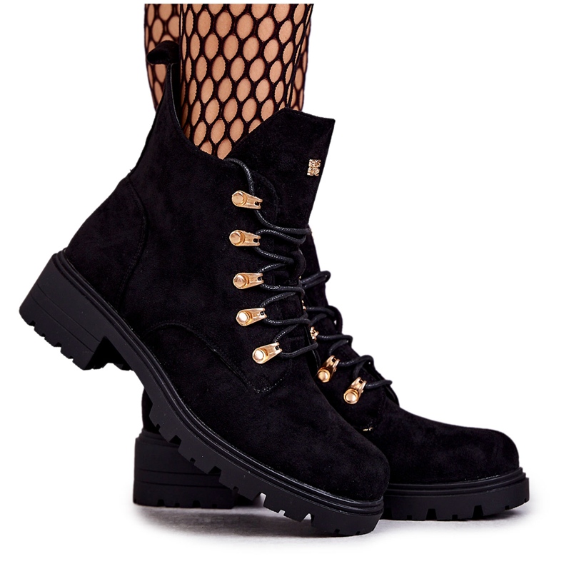 S.Barski Klasické dámské semišové černé boty Telma černá