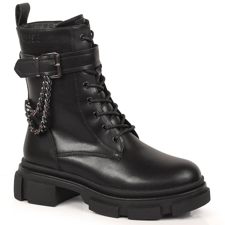 Černé kožené kabelky pro ženy s řetízkem, vyhřívané černé Big Star KK274486 černá