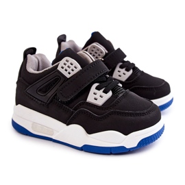 FR1 Dětské kožené sportovní boty Black and Navy Marisa černý modrý