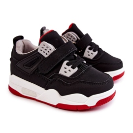 FR1 Dětské kožené sportovní boty Black and Red Marisa černá