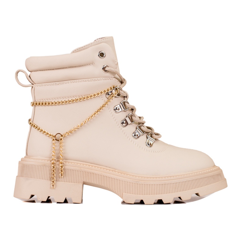 Béžové dámské turistické boty s řetízky Shelovet béžový