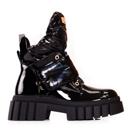 Dámské lakované kozačky na platformě Shelovet černý