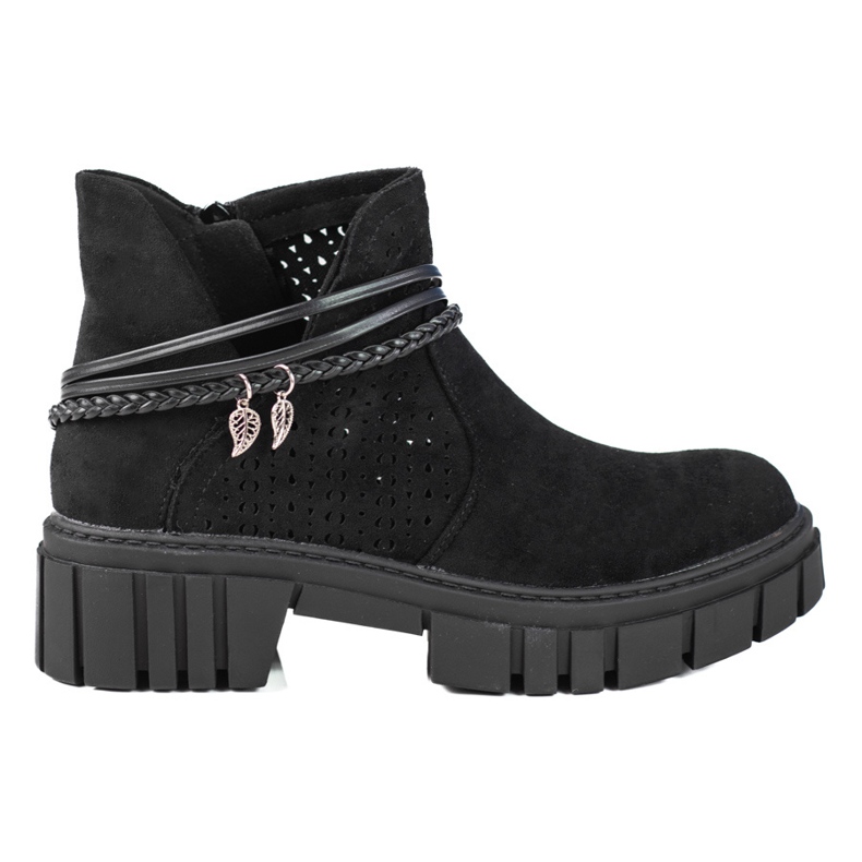 Prolamované dámské kozačky na platformě Shelovet černá