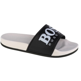 Boss sandály J29275-09B Černé žabky bílý