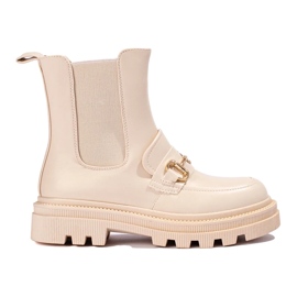 Béžové dámské Chelsea kozačky na platformě béžový Béžové dámské Chelsea kozačky na platformě béžový