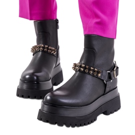 Černé kozačky s cvočky Aneta černý