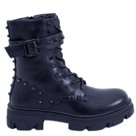 Šněrovací kozačky Frankee Black černý