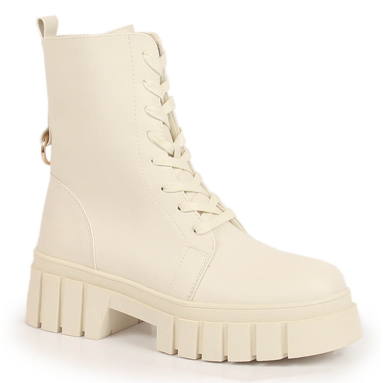 Dámské šněrovací kozačky na zip, zateplené béžové Sergio Leone béžový