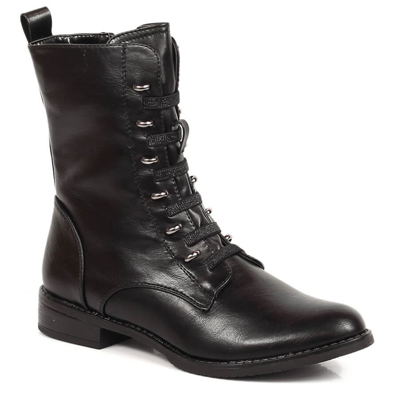 Černé zateplené dámské kozačky na zip Jezzi černá Černé zateplené dámské kozačky na zip Jezzi černá