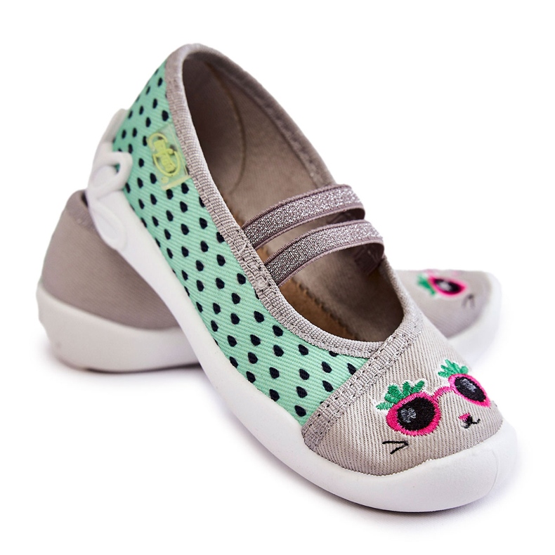 BEFADO S.A. Pantofle Ballerina Befado Kitten 116X304 Zeleno-šedá zelená