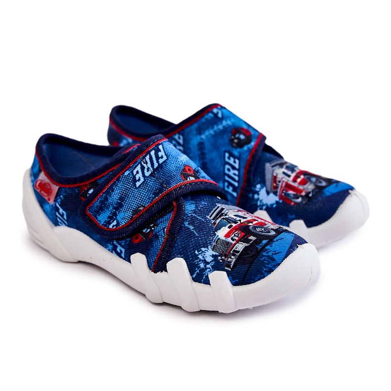 BEFADO S.A. Pantofle Befado Velcro Firetruck 273X309 Navy Blue námořnická modrá