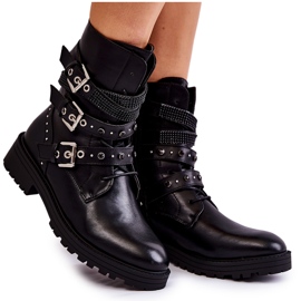 PG1 Dámské teplé boty s proužky Obyčejná černá Lambert černý