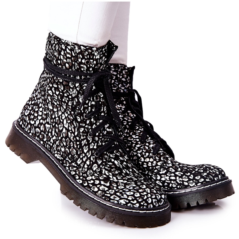 Dámské kozačky Glany Workers Maciejka černo-bílé 01609-48 bílý černá Dámské kozačky Glany Workers Maciejka černo-bílé 01609-48 bílý černá