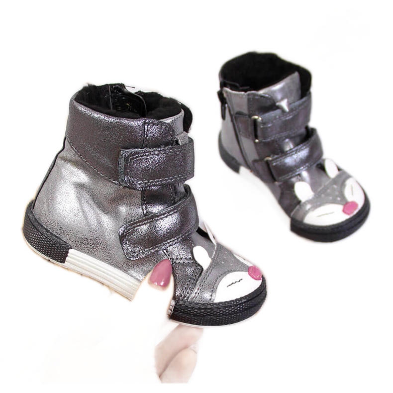 Dívčí boty, suchý zip, stříbrná liška, Kornecki 6583 stříbrný