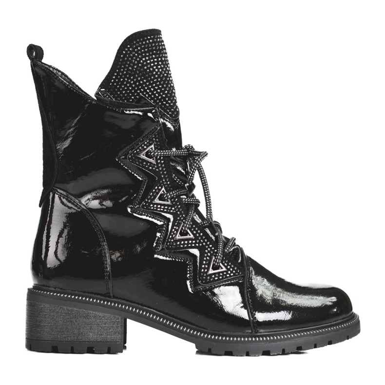 Patentované dámské kozačky s krystaly Shelovet černá Patentované dámské kozačky s krystaly Shelovet černá