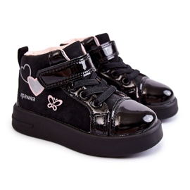 PA1 Dětské vysoké tenisky na suchý zip Black Cheezi černý