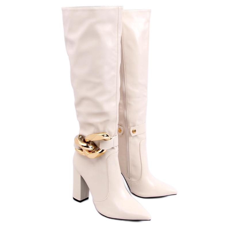 PA1 Sheryl Beige kozačky na podpatku béžový