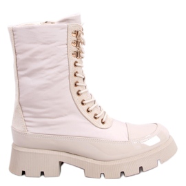 BM Šněrovací kozačky Merced Beige béžový BM Šněrovací kozačky Merced Beige béžový