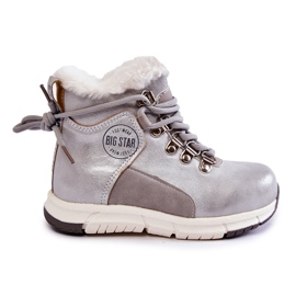 Dětské zateplené kozačky na zip Big Star KK374178 Silver stříbro