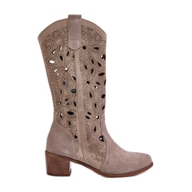 Lewski Shoes Prolamované semišové boty Lewski Boty 3170 Cappucino béžový