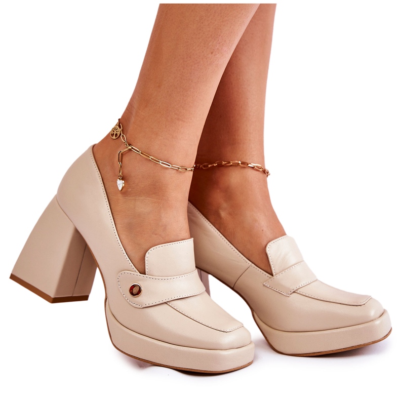 Lewski Shoes Kožené lodičky Lewski Boty 3195/2 Béžová béžový