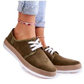 Dámské nízké tenisky Memory Foam System Big Star KK276007 Khaki zelená