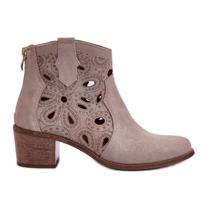 Lewski Shoes Prolamované Suede Booties Lewski Boty 3170/2 Cappucino béžový