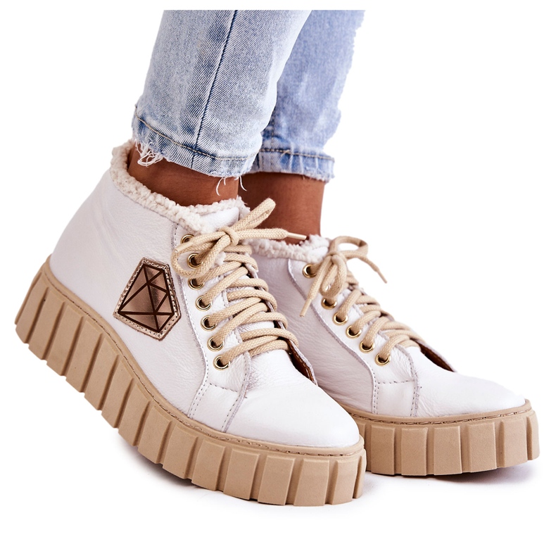 Lewski Shoes Kožené sportovní boty vázané bílé boty Lewski 3252 / N bílý