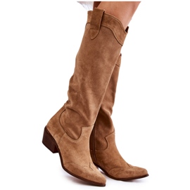 Lewski Shoes Dámské kozačky na vysokém podpatku Lewski Boty 3235 Béžová béžový