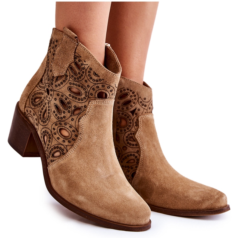 Lewski Shoes Prolamované semišové boty Lewski Boty 3170/2 Béžová béžový