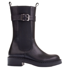 Marco Shoes Vysoké kozačky s širokou gumou černý