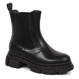 Černé kožené boty Jodhpur s černou zateplenou Big Star KK274485 černý