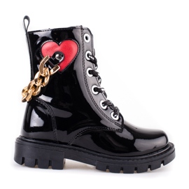Lakované dívčí kozačky Shelovet černý